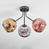 Ripoll ceiling light, globe light chrome, gold, coppery, Smoke-coloured, 3-light sources