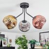 Ripoll ceiling light, globe light chrome, gold, coppery, Smoke-coloured, 3-light sources