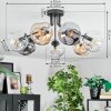 Ripoll ceiling light, globe light Amber, clear, Smoke-coloured, 7-light sources
