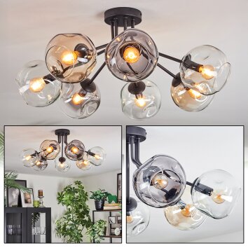 Ripoll ceiling light, globe light Amber, clear, Smoke-coloured, 7-light sources