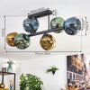 Ripoll ceiling light, globe light blue, gold, green, 6-light sources