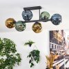 Ripoll ceiling light, globe light blue, gold, green, 6-light sources