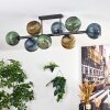 Koyoto ceiling light, globe light blue, gold, green, 8-light sources