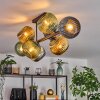 Koyoto ceiling light, globe light blue, gold, green, 8-light sources