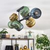 Koyoto ceiling light, globe light blue, gold, green, 8-light sources