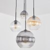 Koyoto hanging light, globe light, Cluster pendant lamp Amber, clear, Smoke-coloured, 4-light sources