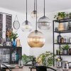 Koyoto hanging light, globe light, Cluster pendant lamp Amber, clear, Smoke-coloured, 4-light sources