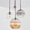 Koyoto hanging light, globe light, Cluster pendant lamp Amber, clear, Smoke-coloured, 4-light sources