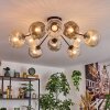 Ripoll ceiling light, globe light Amber, clear, Smoke-coloured, 10-light sources