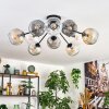 Ripoll ceiling light, globe light Amber, clear, Smoke-coloured, 10-light sources