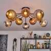 Ripoll ceiling light, globe light gold, coppery, Smoke-coloured, 10-light sources