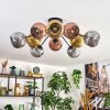 Ripoll ceiling light, globe light gold, coppery, Smoke-coloured, 10-light sources