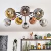 Ripoll ceiling light, globe light gold, clear, coppery, Smoke-coloured, 10-light sources