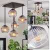Koyoto ceiling light, globe light clear, Smoke-coloured, 5-light sources