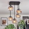 Koyoto ceiling light, globe light clear, Smoke-coloured, 5-light sources