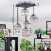 Koyoto ceiling light, globe light clear, Smoke-coloured, 5-light sources