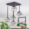Koyoto ceiling light, globe light clear, Smoke-coloured, 5-light sources