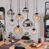 Gastor hanging light, globe light, pendant light Amber, chrome, clear, Smoke-coloured, 8-light sources
