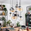 Gastor hanging light, globe light, pendant light Amber, chrome, clear, Smoke-coloured, 8-light sources
