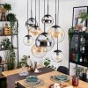 Gastor hanging light, globe light, pendant light Amber, chrome, clear, Smoke-coloured, 8-light sources