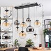 Gastor hanging light, globe light, pendant light Amber, chrome, clear, Smoke-coloured, 8-light sources