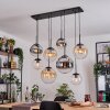 Gastor hanging light, globe light, pendant light Amber, chrome, clear, Smoke-coloured, 8-light sources