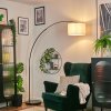 Bassagoda floor lamp, Arch lamps chrome, black, 1-light source, Fabric lampshade