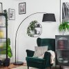 Bassagoda floor lamp, Arch lamps chrome, black, 1-light source, Fabric lampshade