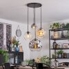 Ripoll hanging light, globe light, pendant light Amber, chrome, clear, Smoke-coloured, 4-light sources