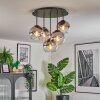 Koyoto ceiling light, globe light 45 cm chrome, clear, Smoke-coloured, 5-light sources