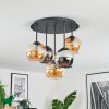Koyoto ceiling light, globe light 45 cm Amber, chrome, Smoke-coloured, 5-light sources