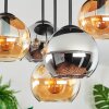Koyoto ceiling light, globe light 45 cm Amber, chrome, Smoke-coloured, 5-light sources