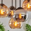 Koyoto ceiling light, globe light 45 cm Amber, chrome, Smoke-coloured, 5-light sources