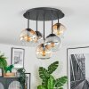 Koyoto ceiling light, globe light 45 cm Amber, clear, Smoke-coloured, 5-light sources