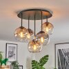 Koyoto ceiling light, globe light 45 cm Amber, clear, Smoke-coloured, 5-light sources