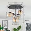 Koyoto ceiling light, globe light 45 cm Amber, clear, Smoke-coloured, 5-light sources