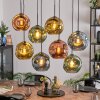 Ripoll hanging light, globe light, pendant light blue, gold, green, coppery, 8-light sources