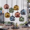 Ripoll hanging light, globe light, pendant light blue, gold, green, coppery, 8-light sources