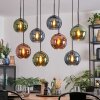 Koyoto hanging light, globe light, pendant light blue, green, coppery, 8-light sources