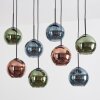 Koyoto hanging light, globe light, pendant light blue, green, coppery, 8-light sources