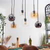 Koyoto hanging light, globe light, pendant light Amber, chrome, clear, Smoke-coloured, 6-light sources