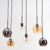 Koyoto hanging light, globe light, pendant light Amber, chrome, clear, Smoke-coloured, 6-light sources