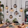 Gastor hanging light, globe light, pendant light Amber, clear, Smoke-coloured, 8-light sources
