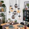 Gastor hanging light, globe light, pendant light Amber, clear, Smoke-coloured, 8-light sources