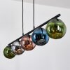 Gastor hanging light, globe light, pendant light blue, chrome, green, coppery, Smoke-coloured, 5-light sources