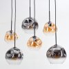 Ripoll hanging light, globe light, pendant light Amber, clear, Smoke-coloured, 6-light sources