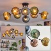 Koyoto ceiling light, globe light 85 cm blue, gold, green, coppery, 8-light sources