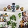 Koyoto ceiling light, globe light 85 cm blue, gold, green, coppery, 8-light sources