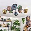 Koyoto ceiling light, globe light 85 cm blue, gold, green, coppery, 8-light sources