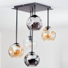 Ripoll ceiling light, globe light Amber, clear, Smoke-coloured, 5-light sources